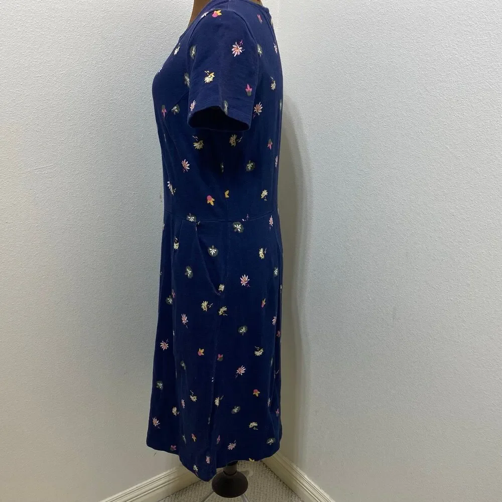 Boden Phoebe Navy Blue Floral Cotton Sheath Dress Size 8R - Picture 6 of 9